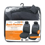 SEAT COVER FRONT PAIR POLYESTER-JACQUARD BLACK